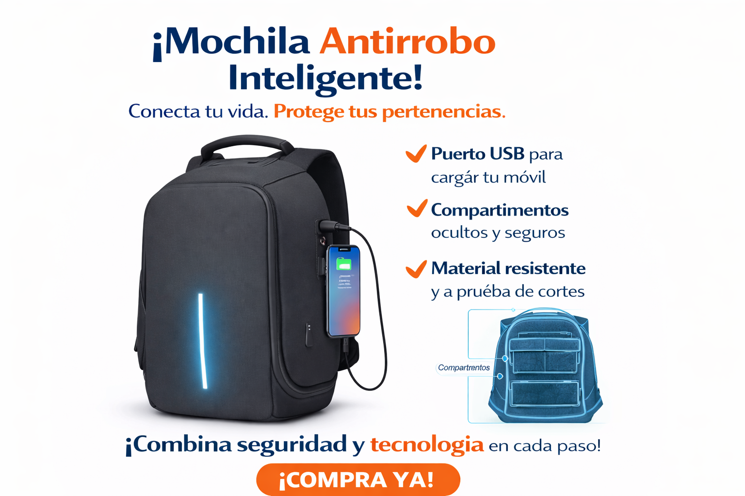 🎒✨ Security Mochila Compact SafePack 🎒✨